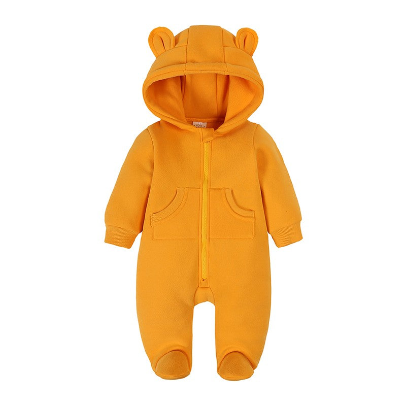 0-24m bonito bebê recém-nascido macacão inverno absorvente velo roupas quente