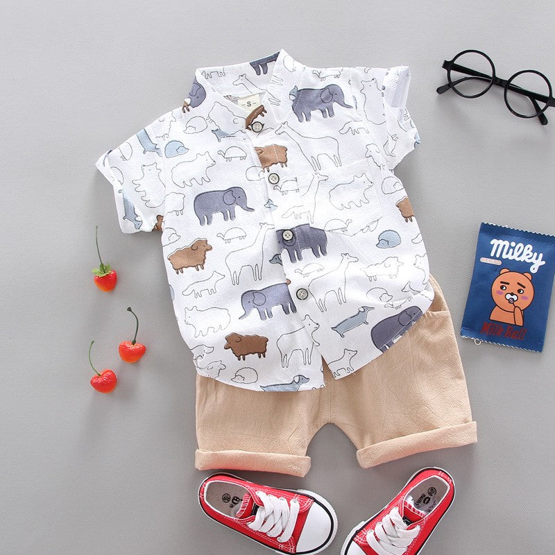 Conjunto de roupas casuais de verão para bebês, shorts e top, roupas infantis,