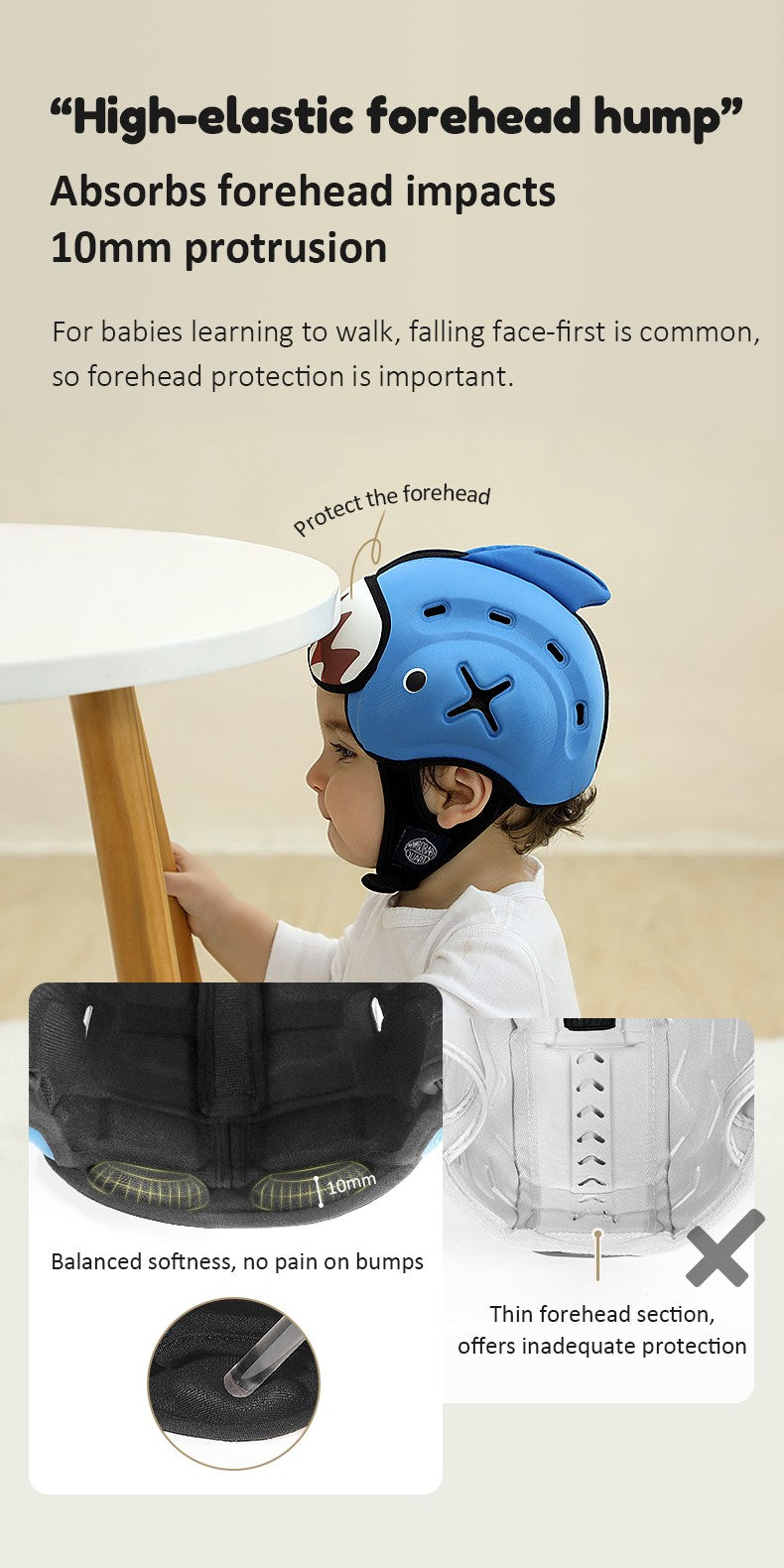 Capacete de Proteção Anti-Impacto para Bebê Mambobaby Guard - Leve, Respirável e com Design Fofo de Animais
