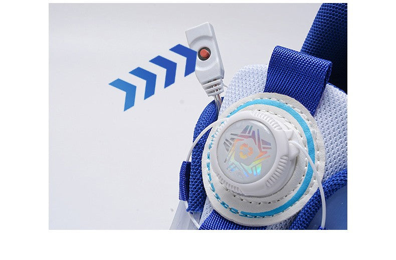 Ténis LED Infantis Unissex de Cano Médio (7-13 Anos) - Respiráveis e com Retalhos