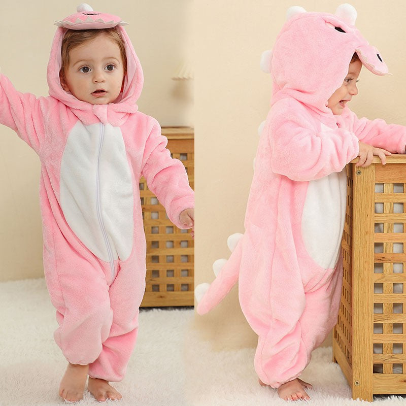 Trajes de dinossauro vermelho macacão de bebê recém-nascido criança cosplay