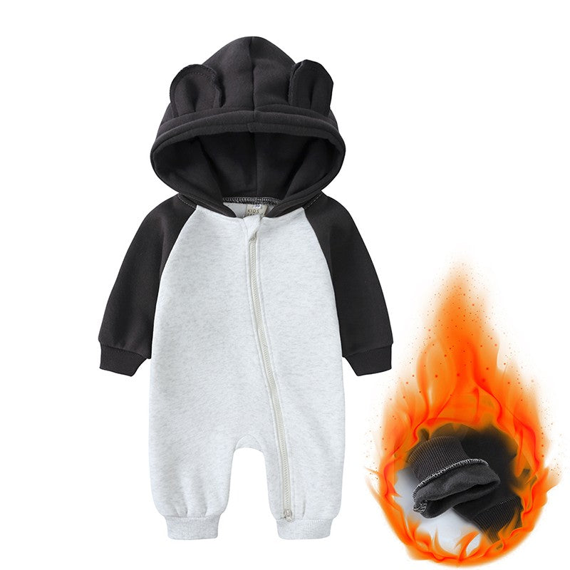 0-24m bonito bebê recém-nascido macacão inverno absorvente velo roupas quente