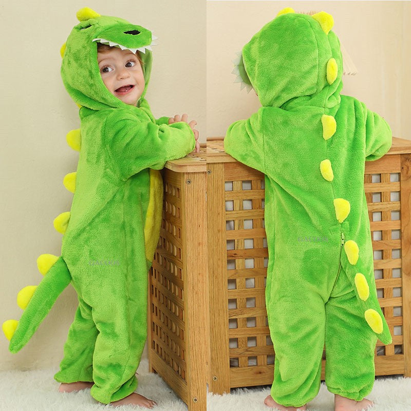Trajes de dinossauro vermelho macacão de bebê recém-nascido criança cosplay