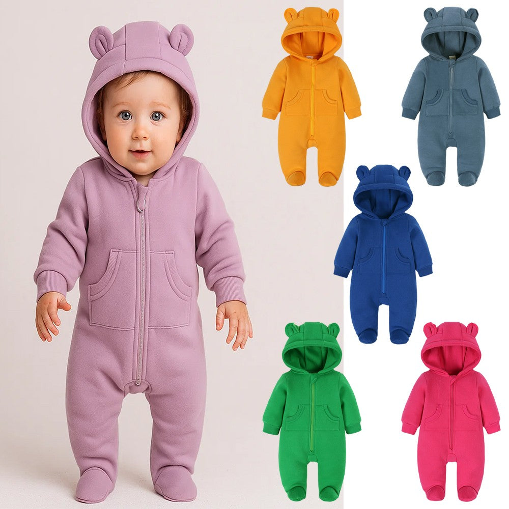 0-24m bonito bebê recém-nascido macacão inverno absorvente velo roupas quente
