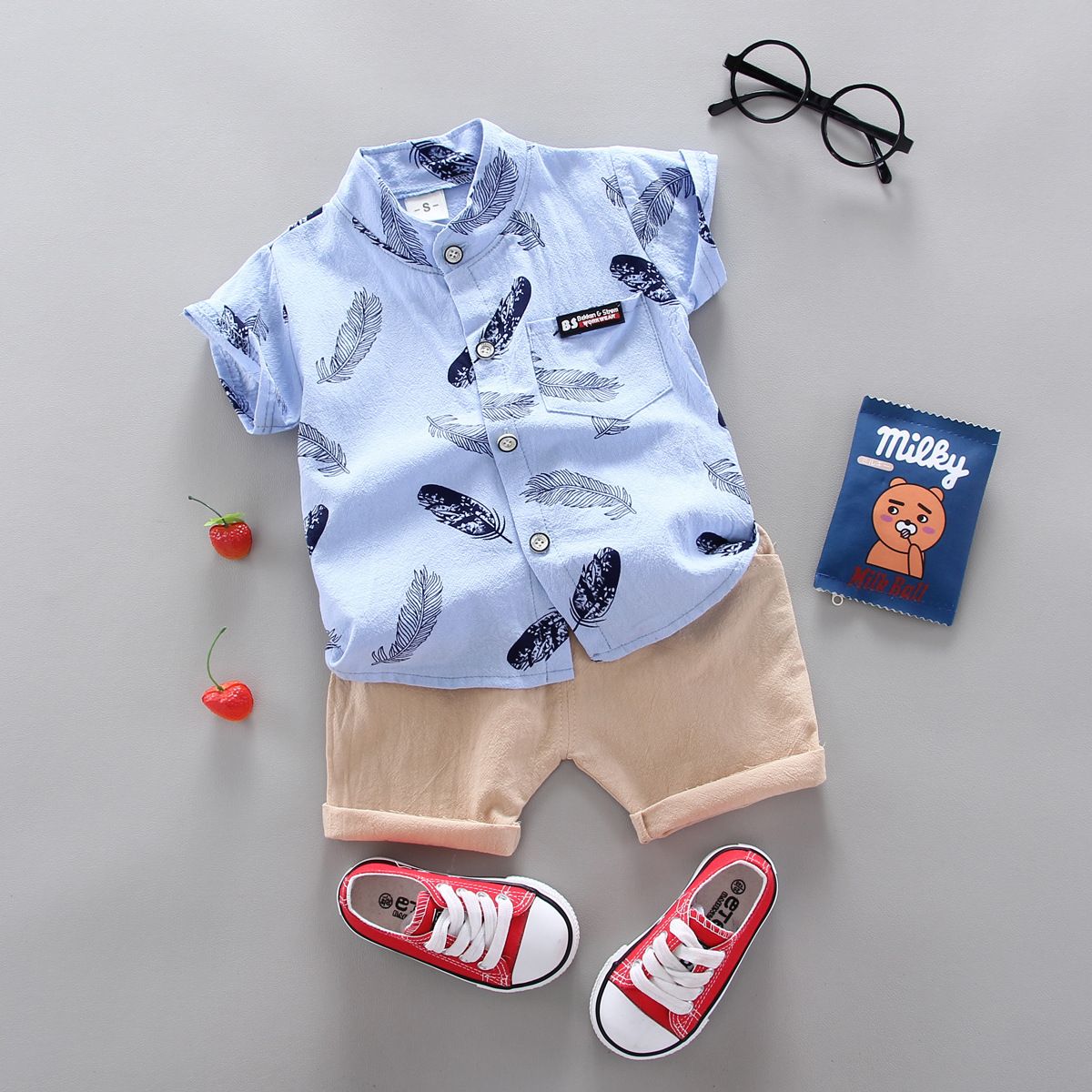 Conjunto de roupas casuais de verão para bebês, shorts e top, roupas infantis,