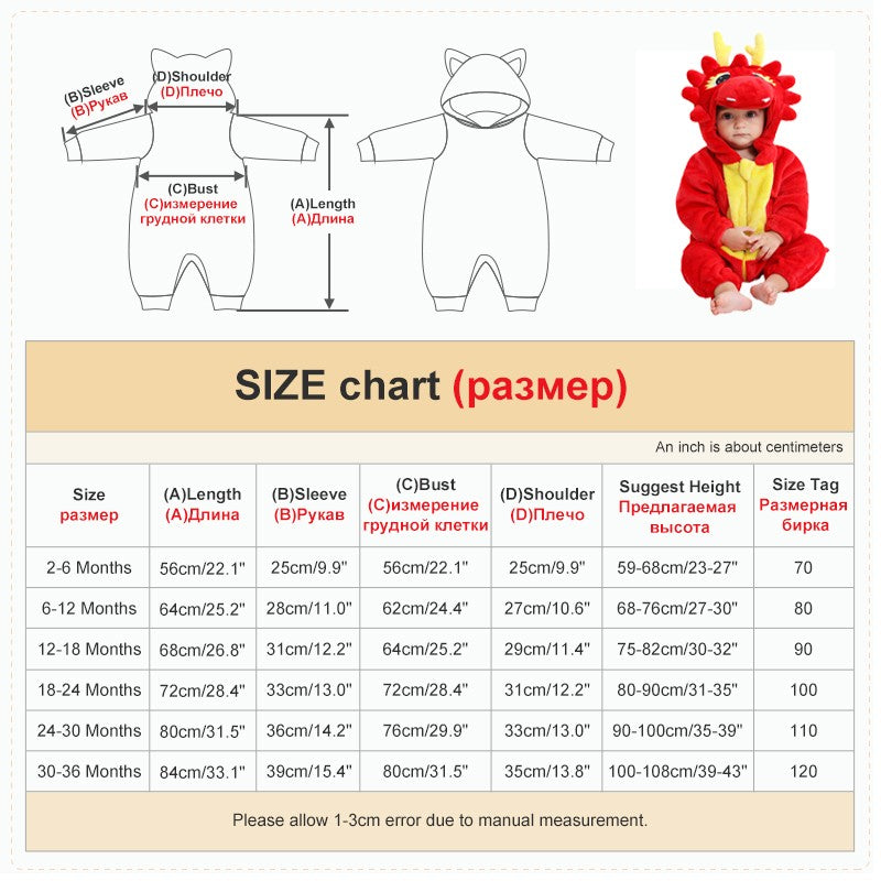 Trajes de dinossauro vermelho macacão de bebê recém-nascido criança cosplay
