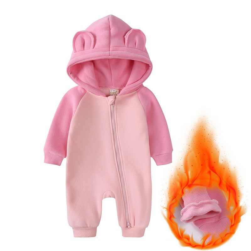 0-24m bonito bebê recém-nascido macacão inverno absorvente velo roupas quente