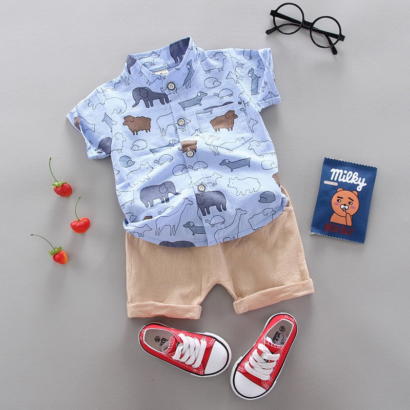 Conjunto de roupas casuais de verão para bebês, shorts e top, roupas infantis,