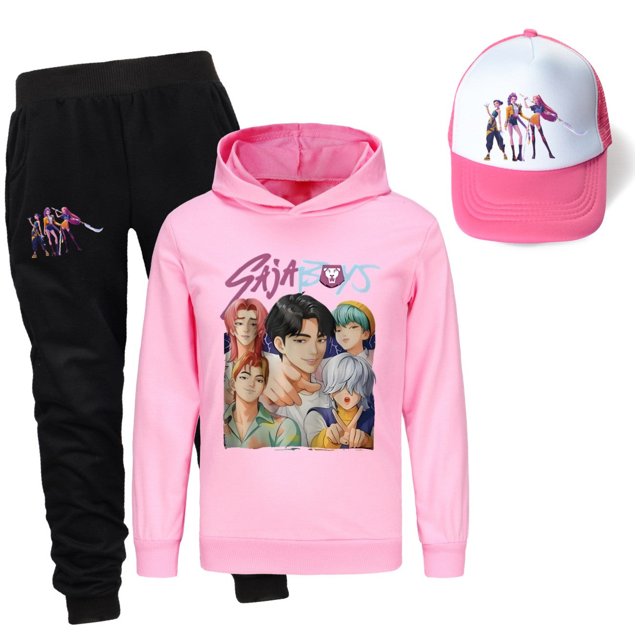 Kpop demon hunters huntrix conjuntos de roupas meninos moletons menino moletom +