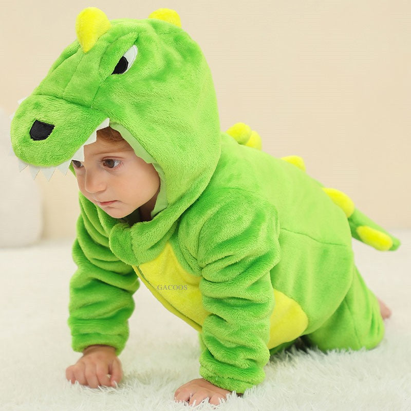 Trajes de dinossauro vermelho macacão de bebê recém-nascido criança cosplay