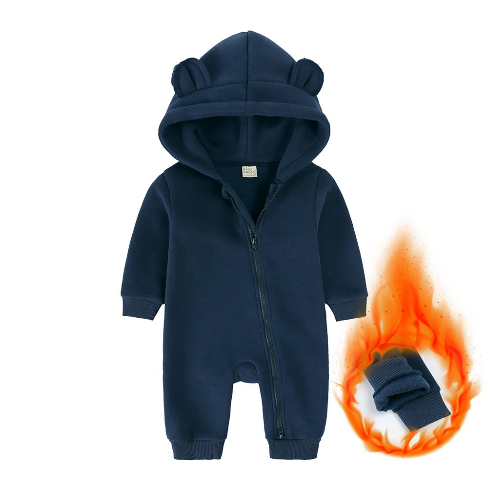 0-24m bonito bebê recém-nascido macacão inverno absorvente velo roupas quente