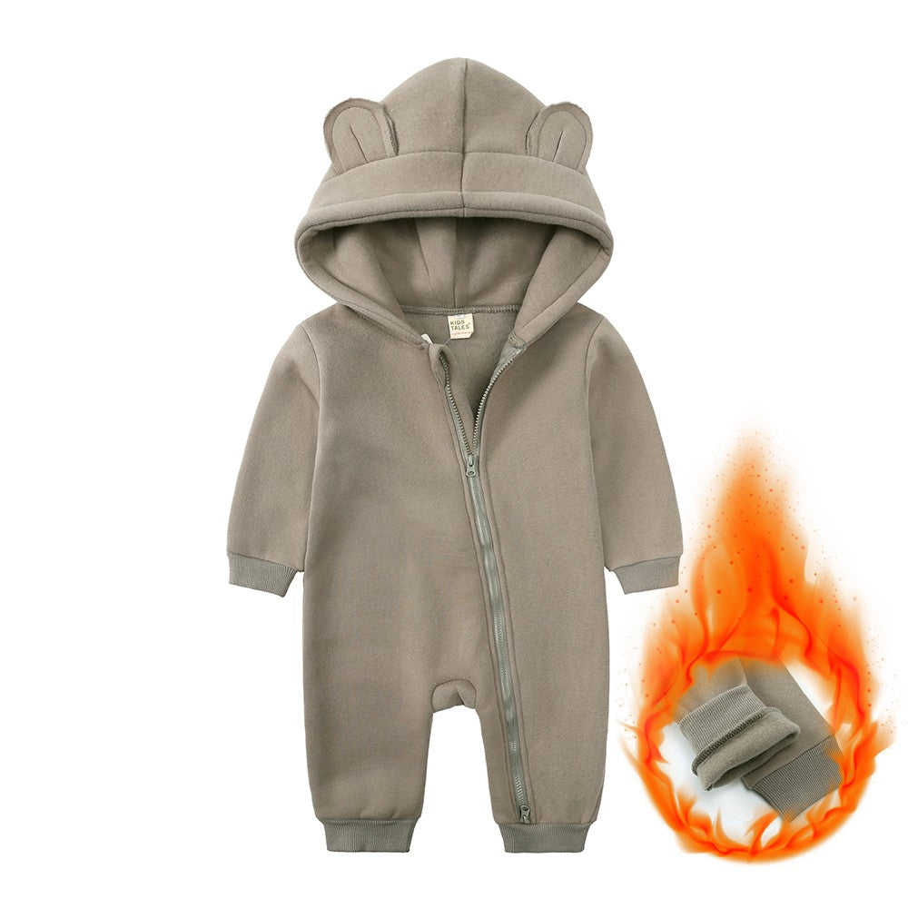 0-24m bonito bebê recém-nascido macacão inverno absorvente velo roupas quente