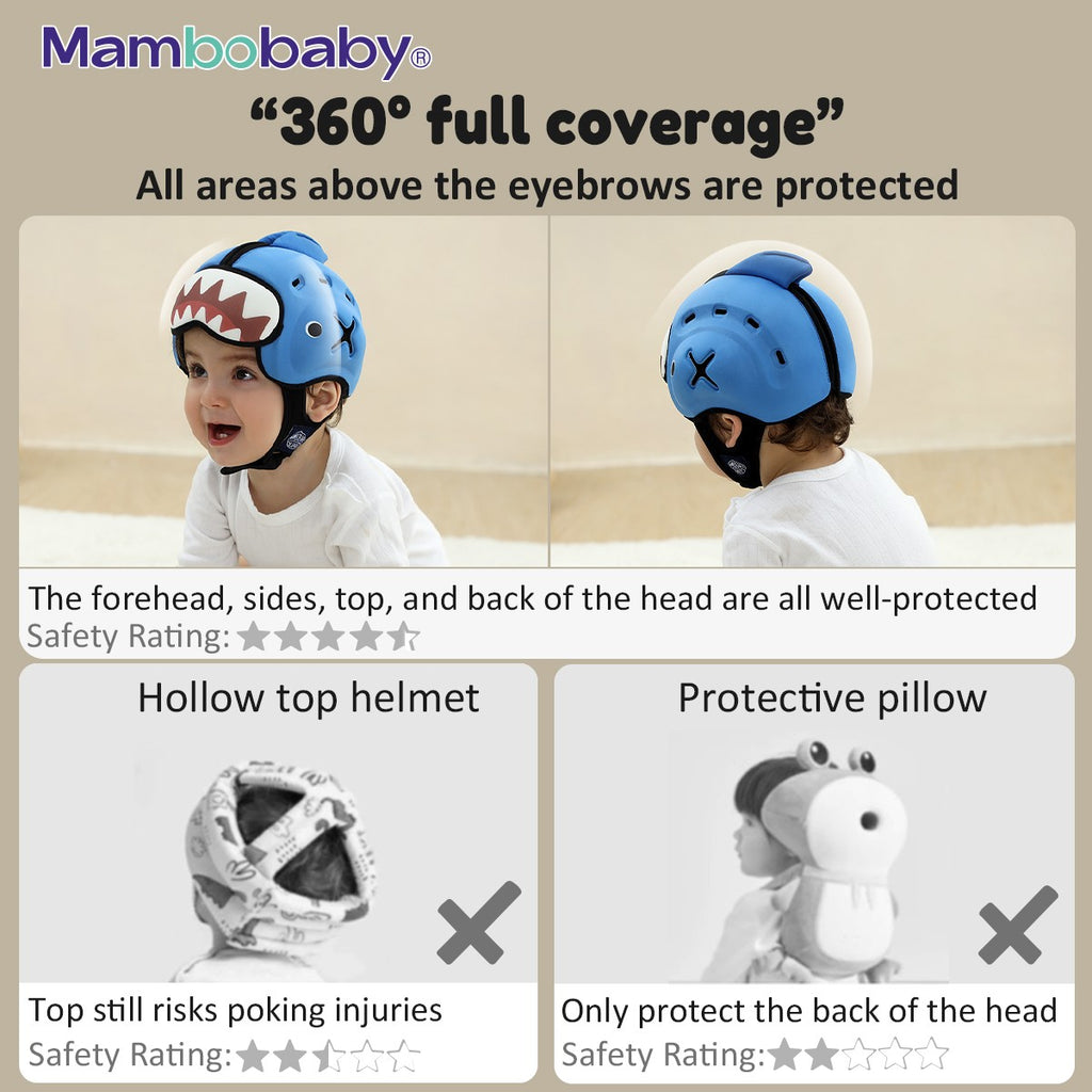 Capacete de Proteção Anti-Impacto para Bebê Mambobaby Guard - Leve, Respirável e com Design Fofo de Animais