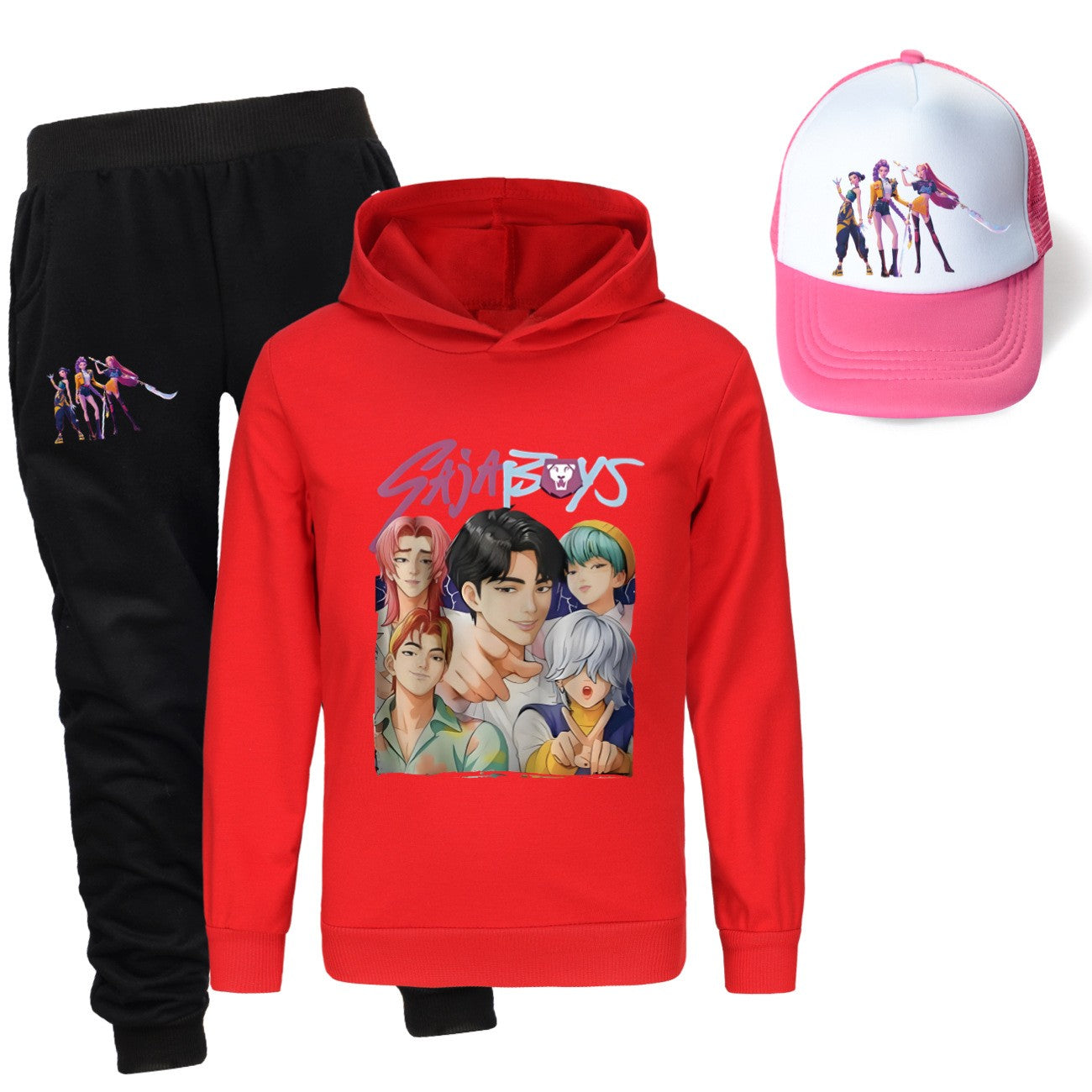 Kpop demon hunters huntrix conjuntos de roupas meninos moletons menino moletom +